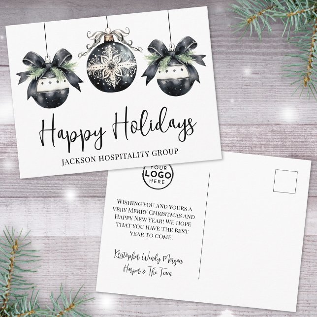 Elegant Business Logo Christmas Feiertagspostkarte (Elegant Business Logo Christmas Holiday Postcard)