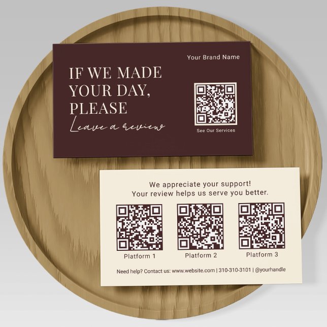 Elegant Business Review Request with QR Codes Boho Visitenkarte (Von Creator hochgeladen)