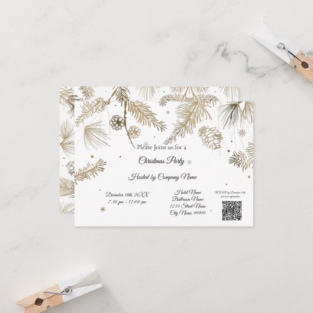 Elegant Business Weihnachts-Party Einladung (Vorderseite/Rückseite Beispiel)
