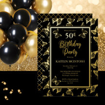 Elegant Butterflies 50. Geburtstagsparty Black Gol