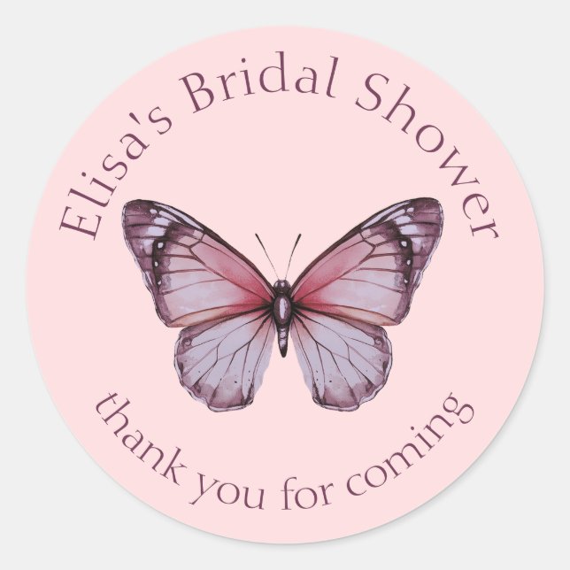 Elegant Butterflies Brautparty CUSTOM Runder Aufkleber (Vorderseite)