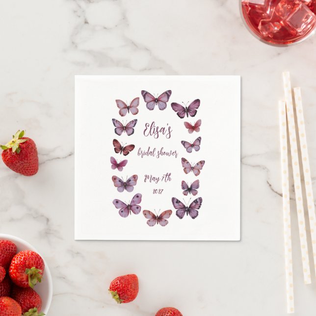Elegant Butterflies Brautparty CUSTOM Serviette (Beispiel)