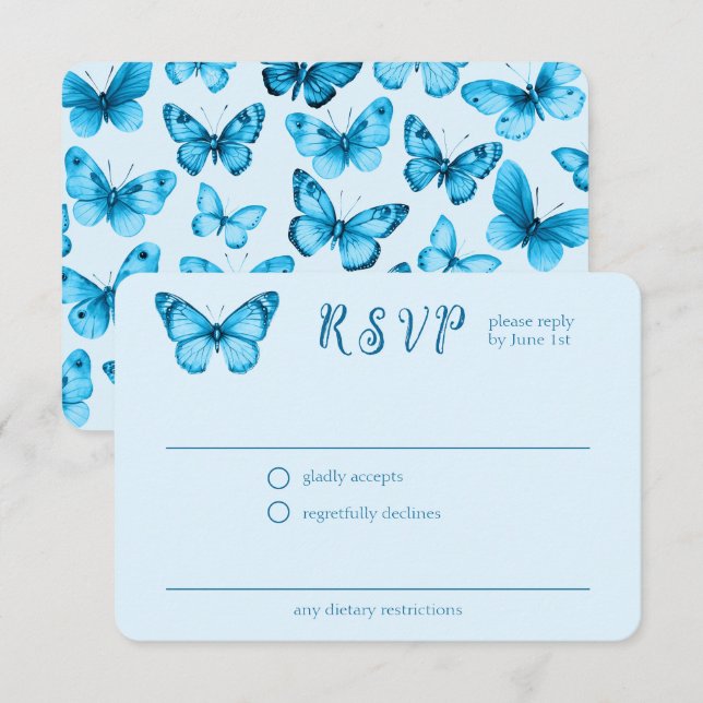 Elegant Butterflies Brautparty CUSTOM UAWG Begleitkarte (Vorne/Hinten)