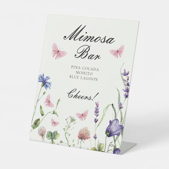 Elegant Butterflies Brautparty Mimosa Bar Sockelschild (Vorderseite)