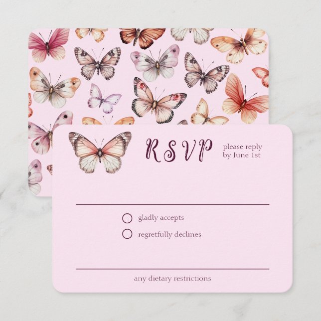Elegant Butterflies Hochzeit CUSTOM UAWG Begleitkarte (Vorne/Hinten)