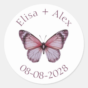 Elegant Butterflies Hochzeit Verlobung CUSTOM Runder Aufkleber