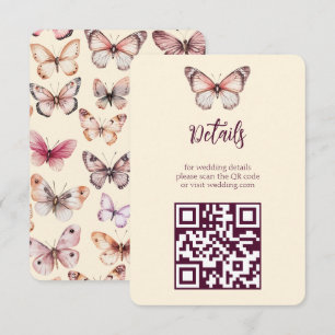 Elegant Butterflies Wedding CUSTOM QR-Code Begleitkarte