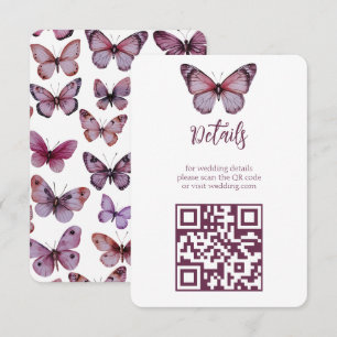 Elegant Butterflies Wedding CUSTOM QR-Code Begleitkarte