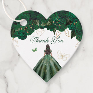 Elegant Butterfly Emerald Green Rose Floral Gefall Geschenkanhänger