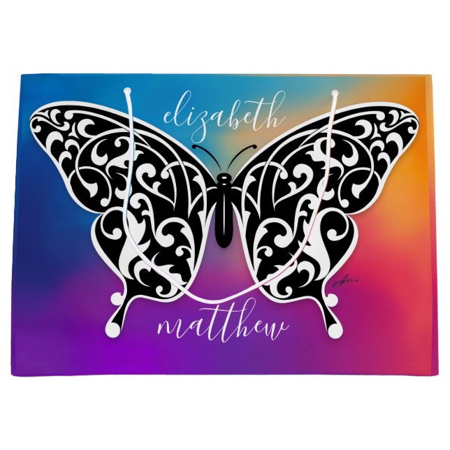 Elegant Butterfly Gift Bag Design von Eksi Große Geschenktüte (Vorderseite)