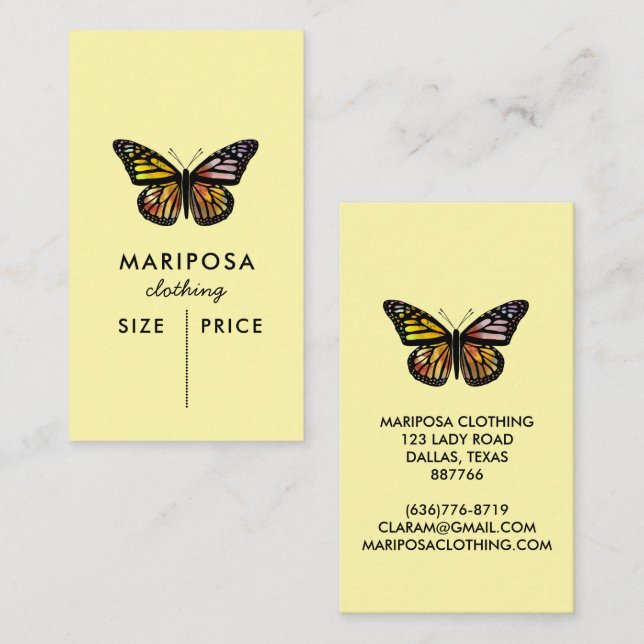 Elegant Butterfly Monarch CUSTOM PRICE TAG (Vorne/Hinten)