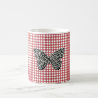 Elegant Butterfly On Red Gingham Kaffeetasse