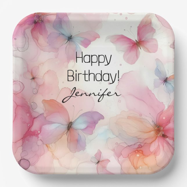 Elegant Butterfly Paper Plate Pappteller (Vorderseite)