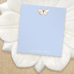 Elegant Butterfly Personalisiert Notizblock<br><div class="desc">Handgezeichneter rostfarbener Schmetterling auf pastellfarbenem Bluebackground</div>