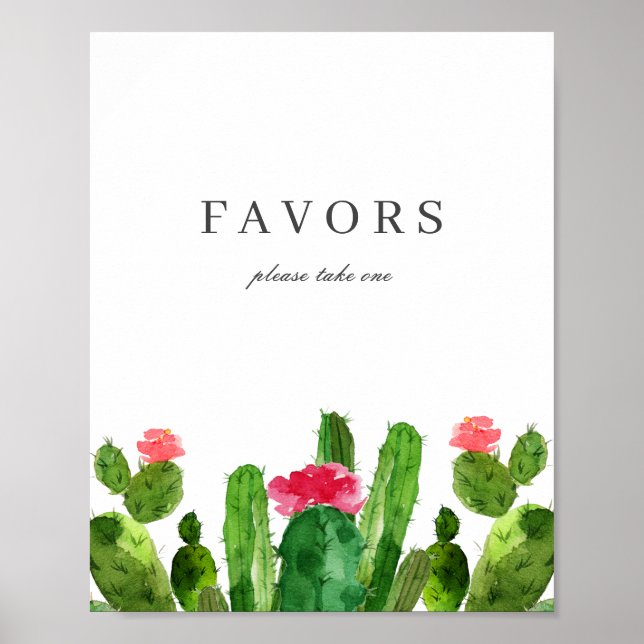 Elegant Cactus Garden Wedding Favors Table Sign Poster (Vorne)