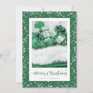 Elégant Cadeaux verts Neige Joyeuses Cartes de Noë