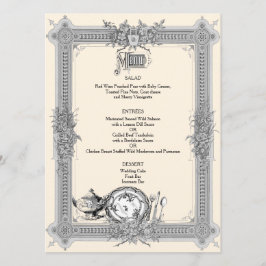 Elégant, Cadre Victorien, Menu Mariage Vintage