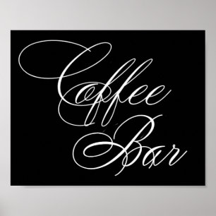 Élégant Café Bar Script blanc   Tableau horizontal