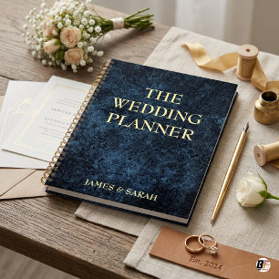 Élégant Cahier de Mariage Personnalisé Texturé Ble