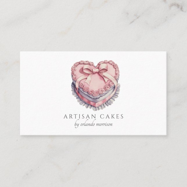 Elegant Cake Bakery Heart Cake Visitenkarte (Vorderseite)