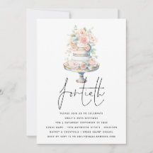 Elegant Cake Dusty Pink Peach Script 40th Birthday