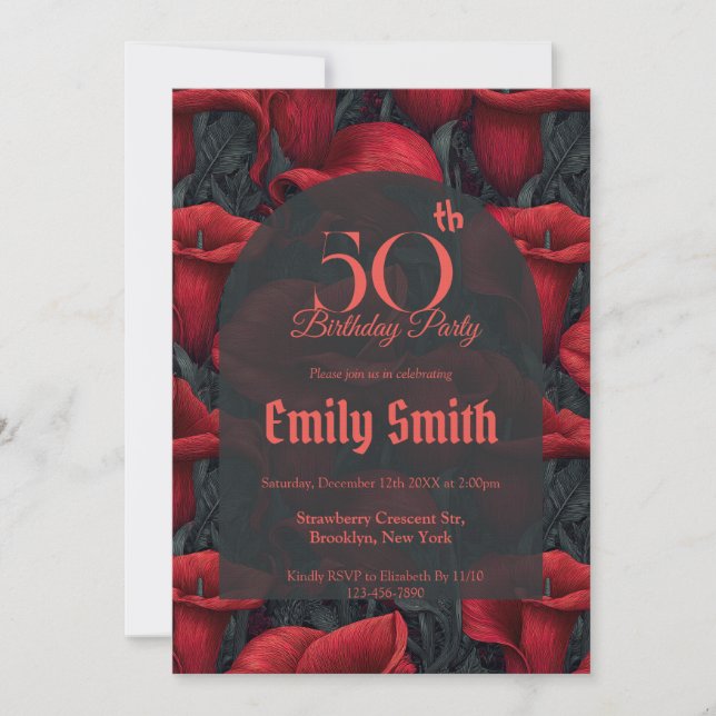 Elegant Call Lilies Luxury 20Th Birthday Einladung (Vorderseite)