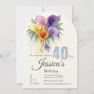 Elegant Calla Lily 40. Geburtstag Meilenstein Einladung