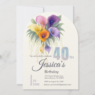 Elegant Calla Lily 40. Geburtstag Meilenstein Einladung