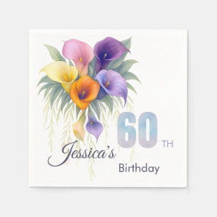 Elegant Calla Lily 60. Geburtstag Meilenstein Serviette