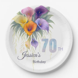 Elegant Calla Lily 70. Geburtstag Meilenstein Pappteller