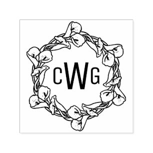 Elegant Calla Lily Wreath 3 Initial Monogram #1 Permastempel