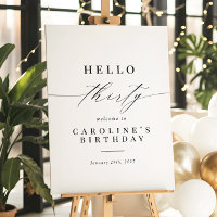 Elegant Calligrafy Hello 30 Birthday Welcome Sign