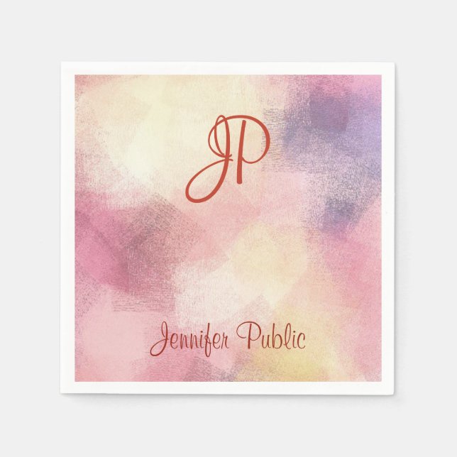 Elegant Calligraphed Monogram Moderne Abstrakte Ku Serviette (Vorderseite)
