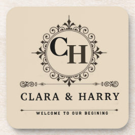 Elegant calligraphic initials monogram wedding getränkeuntersetzer