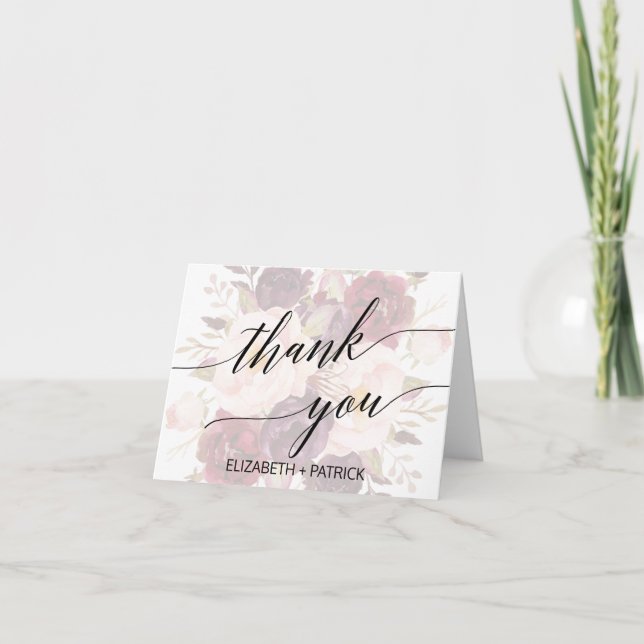 Elegant Calligraphy | Abgeblendetes Floral Dankesc Dankeskarte (Vorderseite)
