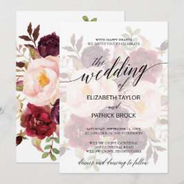 Elegant Calligraphy | Abgestürzte Blumenhochzeit Einladung