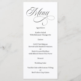 Elegant Calligraphy Black and White Menu Menükarte