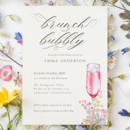Elegant Calligraphy Brunch & Bubbly Bridal Shower Einladung