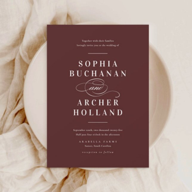 Elegant Calligraphy Burgundy Maroon Wedding Einladung (Von Creator hochgeladen)
