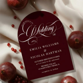 Elegant Calligraphy Burgundy Wedding Einladung