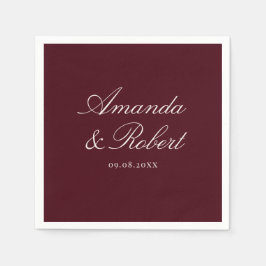 Elegant Calligraphy Burgundy Wedding Serviette