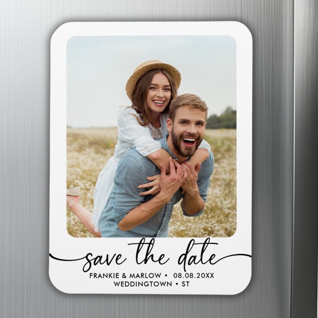 Elegant Calligraphy Couple Photo Save The Date  Magnet (Elegant Calligraphy Couple Photo Save The Date Magnet)