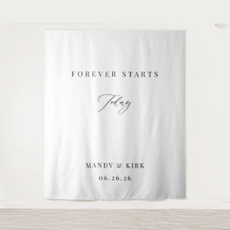 Elegant Calligraphy Forever Starts Today Wedding  Wandteppich