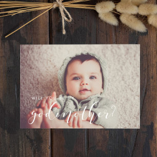 Elegant calligraphy Godmother proposal card Einladung