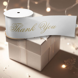 Elegant Calligraphy Gold Blüh Vielen Dank Satinband