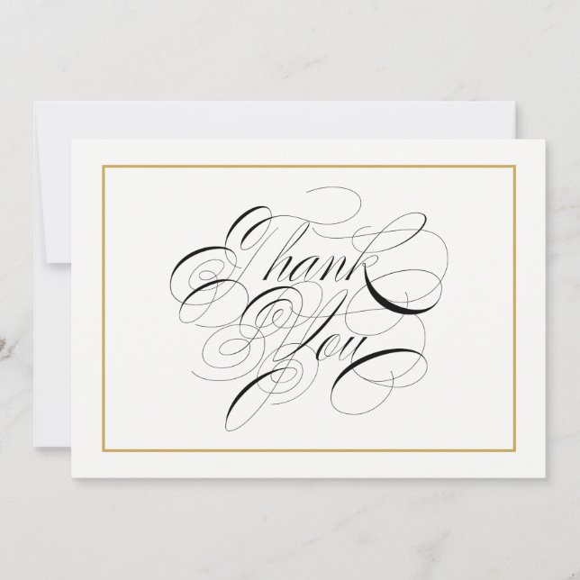 Elegant Calligraphy Gold Vielen Dank Dankeskarte (Vorderseite)