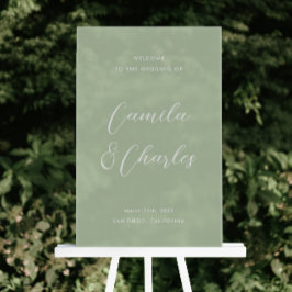 Elegant Calligraphy Green Wedding Welcome Acrylschild