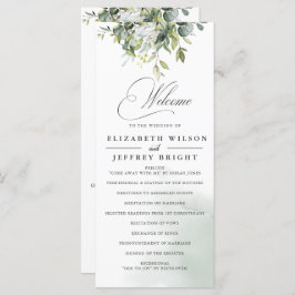 Elegant Calligraphy Greenery Eucalyptus Wedding Programm