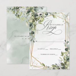 Elegant Calligraphy Greenery Eucalyptus Wedding RSVP Karte