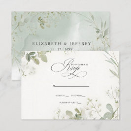 Elegant Calligraphy Greenery Eucalyptus Wedding RSVP Karte